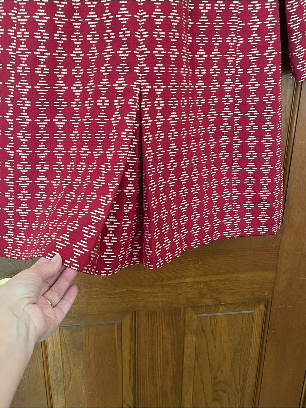 Sigrid Olsen Women’s Red Lined Jacket, Cream Dash Pattern, Buttons/Pockets, Sz 2 - Picture 11 of 13